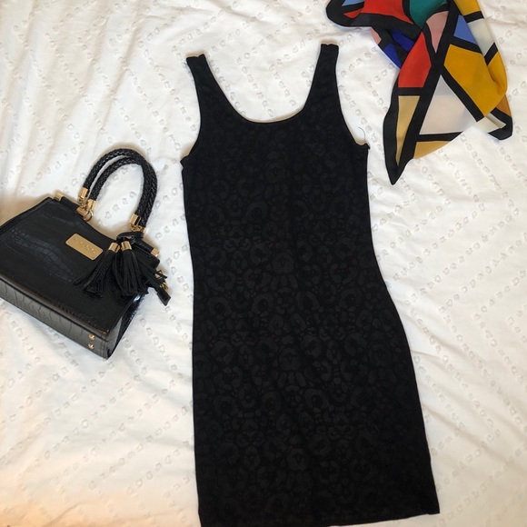 H&M Black Leopard Bodycon Dress